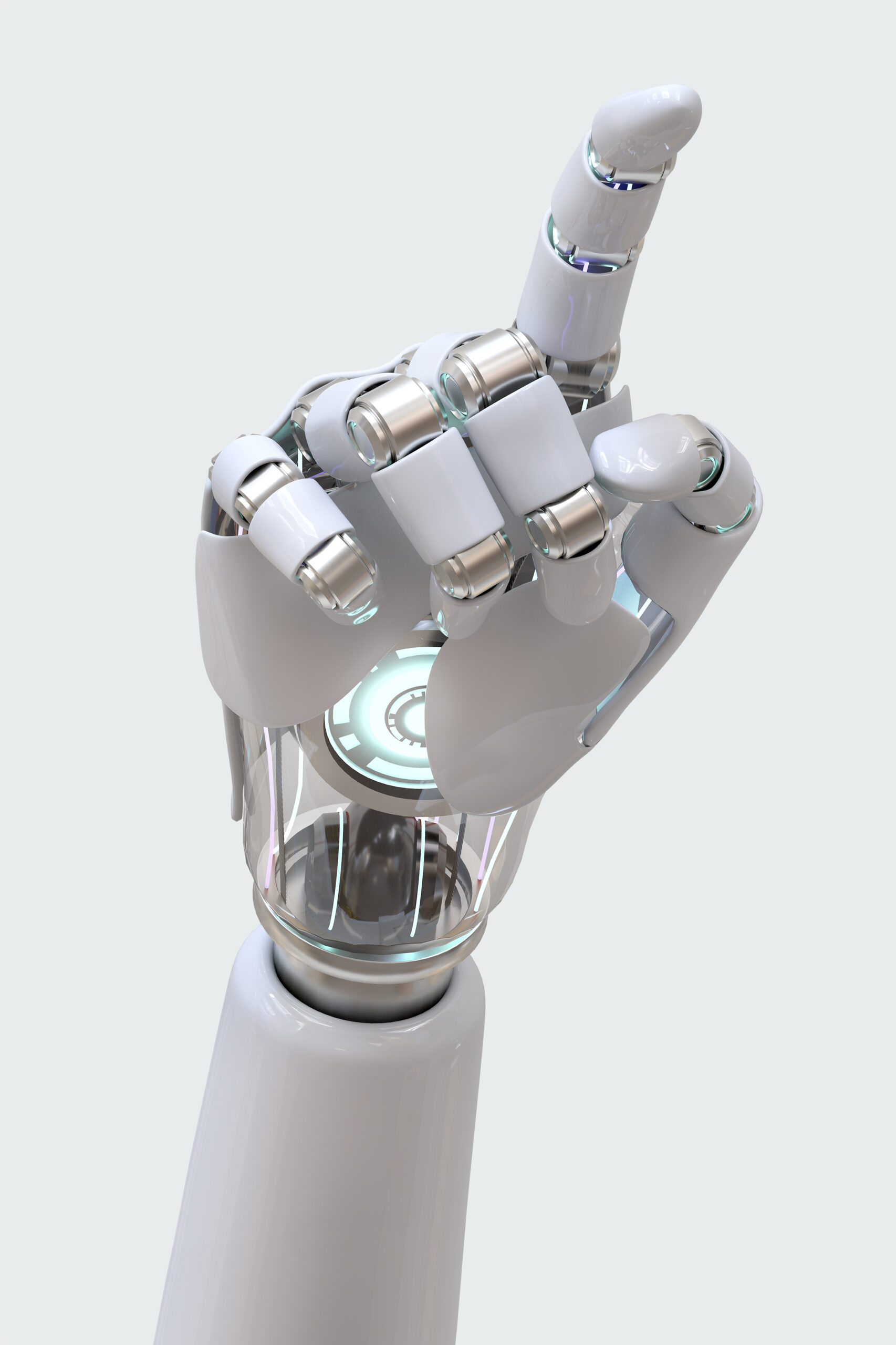 cyborg hand 3d pointing, technology of artificial intelligence